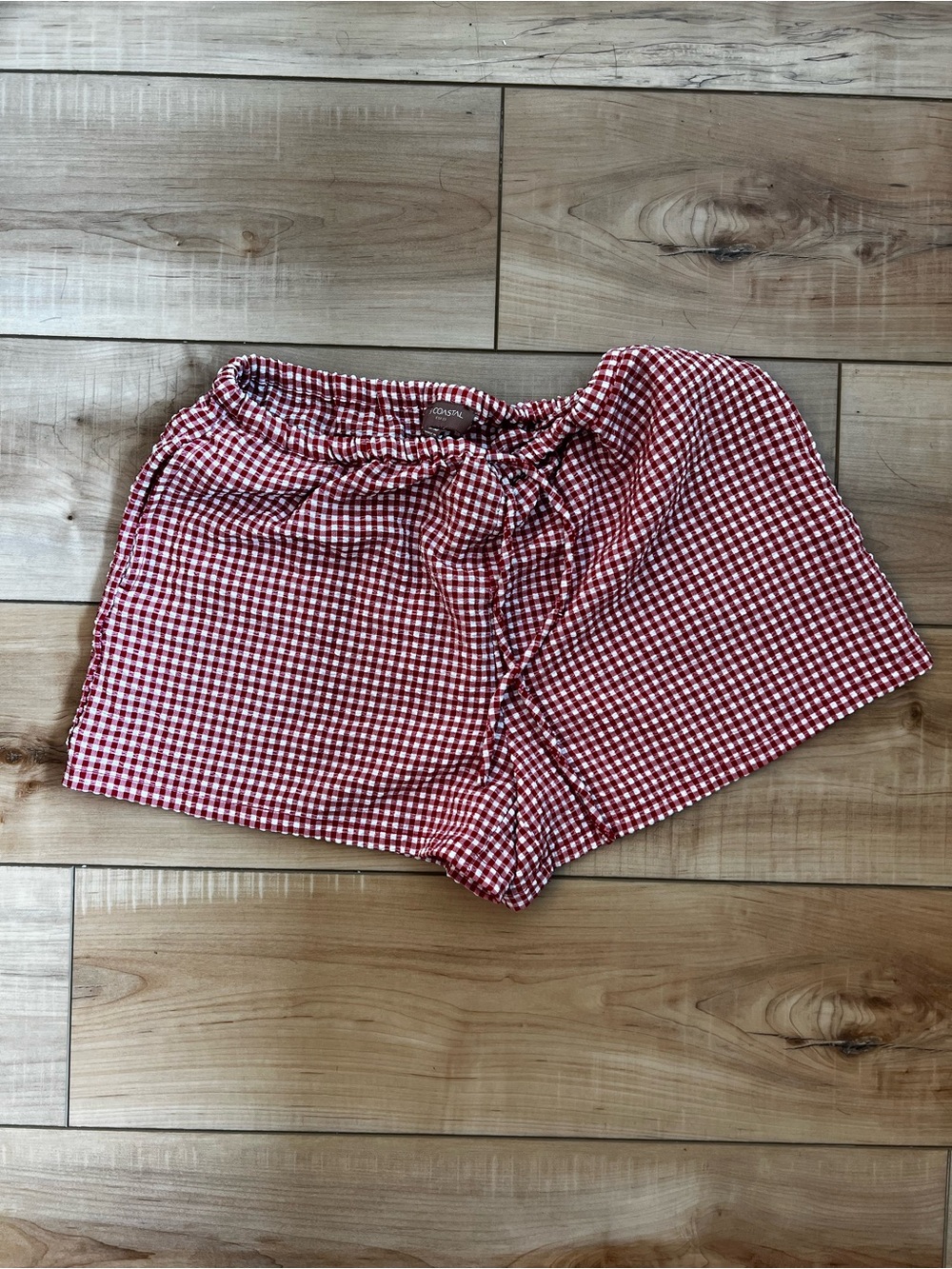 Buckle Red and White Gingham Athletic Shorts